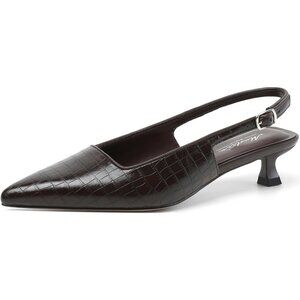 Women's Choc Croc Pointed Closed Toe Slingback Kitten Heels Pumps Party Shoes